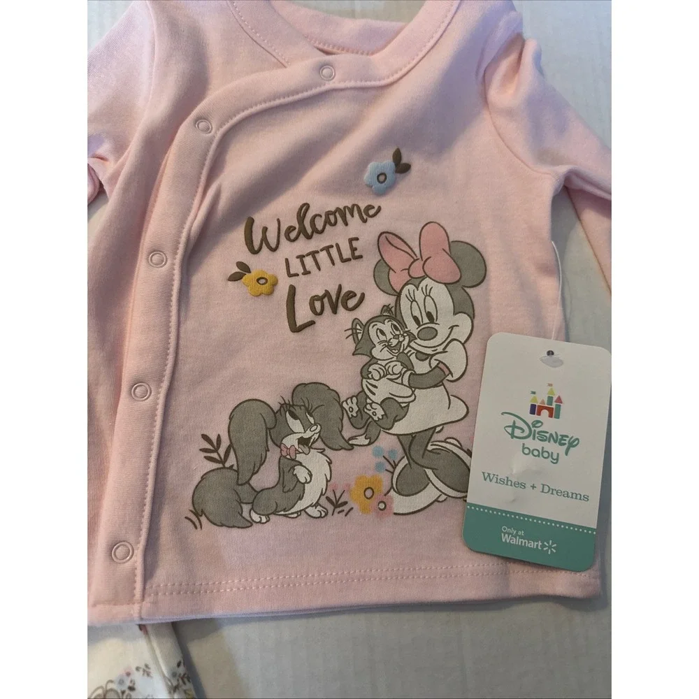 Disney Baby White and Pink Minnie  Set with Hat Girls Size 6-9 Months